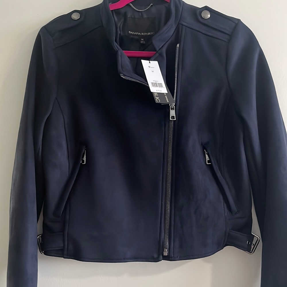 Banana Republic Blue Suede Bomber